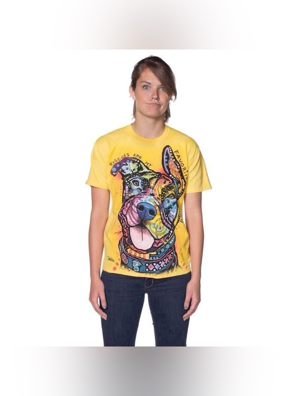 The Mountain Rescues Are My Favorite Breed Dog Graphic Tee Womens S Yellow